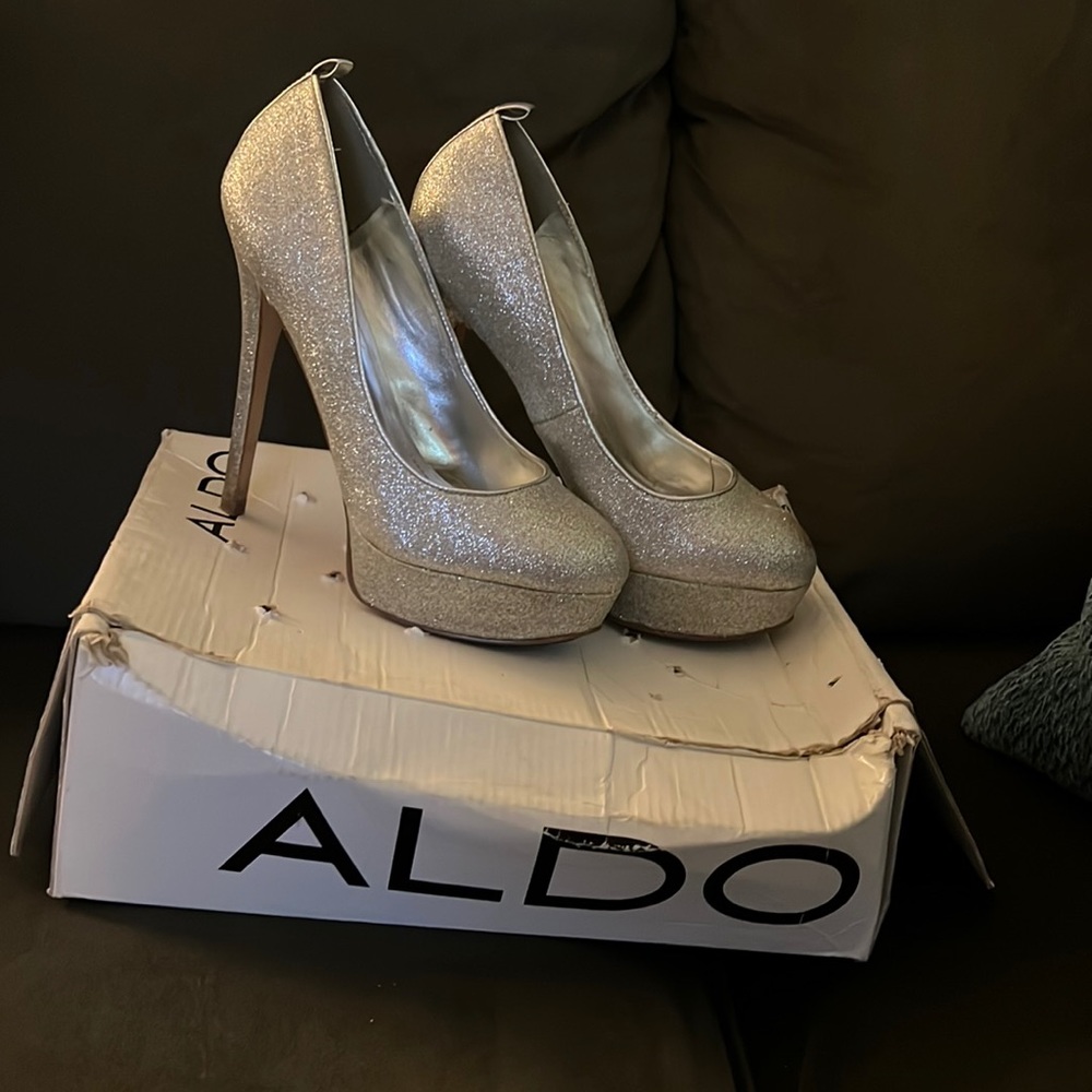 Aldo Silver Platform Heels
